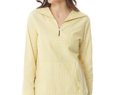 Striped chambray blouse yellow