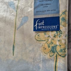 vintage king size Quilt Cover floral Blue Yellow Deadstock Brand New 80s or early 90s