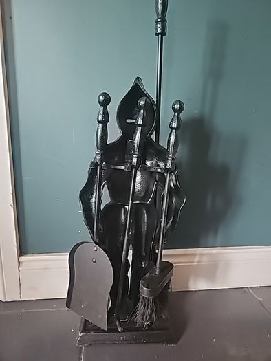 Free fireplace cleaner set with armor knight stand