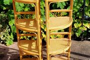 Vintage pair of bamboo corner shelves