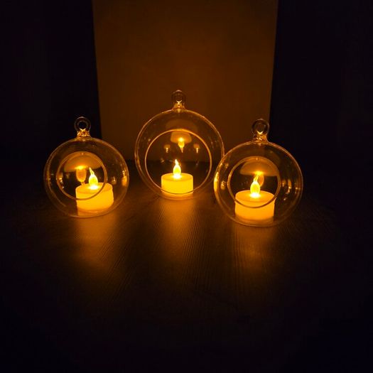 Trio of hanging tea light holders