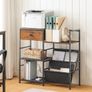 End Table with Vinyl Storage, 4 Tier Vinyl Record Storage, Side Table with Open Shelves, Turntable Stand for Living Room, Media Room, Rustic Brown Image 2