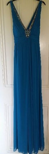 Exclusive Adrianna Papell blue maxi dress size UK8/10 EU36/38 Perfect condition Postage included