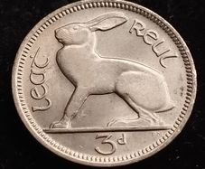 Ireland - 1968 - 3 Pence - Hare - KM.12a - UNC - [241]