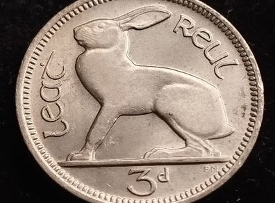 Ireland - 1968 - 3 Pence - Hare - KM.12a - UNC - [241]