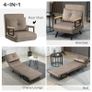 Sleeper Chair, Guest Bed, Adjustable Backrest, up to 120 kg, Steel Frame, 63x73x81cm, Light Brown Image 4