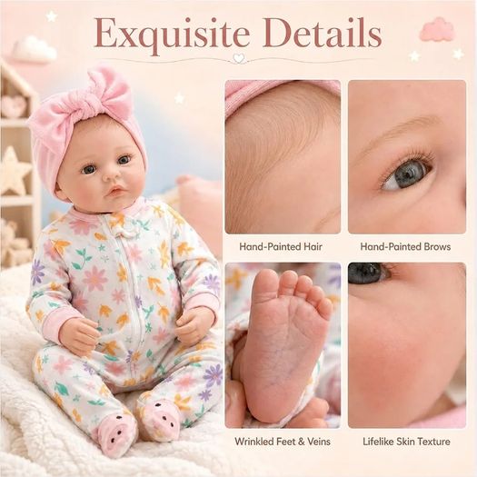 Realistic Reborn Baby Dolls with Two Outfits - 18 Inch Lifelike Weighted Newborn Baby Doll, Vinyl Limbs & Soft Cloth Cuddly Body, Hand-Painted Skin, Gift for Kids Girls, Therapy Doll for Elderly