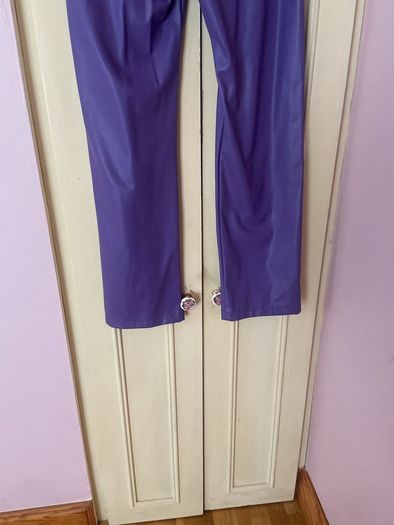 Zara Purple Faux Leather Straight Leg Trousers  Size XL UK 14