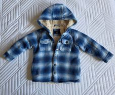 NEXT | Size 104cm 3-4 years |  Blue Check Borg Lined Hooded Shacket