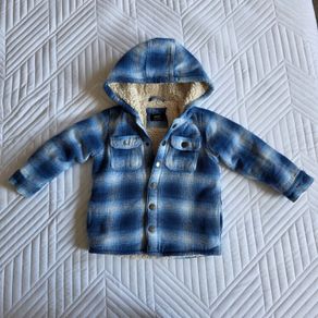 NEXT | Size 104cm 3-4 years |  Blue Check Borg Lined Hooded Shacket