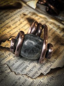 Statement Copper and Labradorite Crystal Ring Size UK L