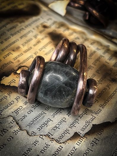 Statement Copper and Labradorite Crystal Ring Size UK L