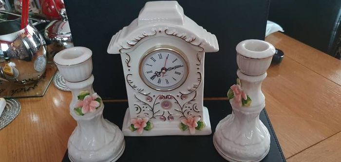 Clock and matching Candlestick Set