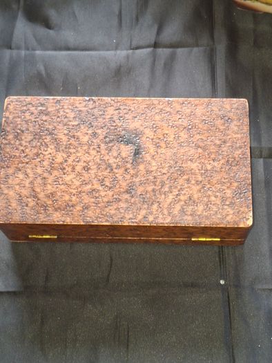 Antique Cedar Wood Box featuring a Swan Design on the Lid., Postage Available