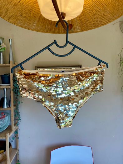 Vintage Leg Avenue Gold Sequin Hotpants Size S