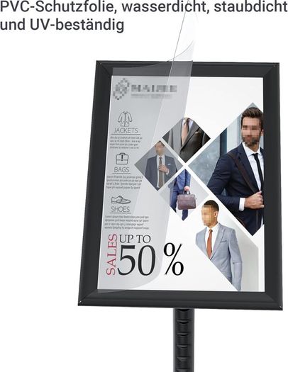 FoxRose Information Stand DIN A3 420 x 297 mm Height Adjustable Stainless Steel Information Stand