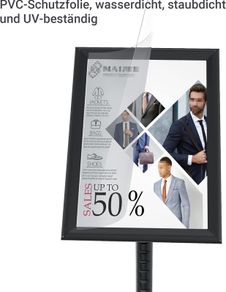 FoxRose Information Stand DIN A3 420 x 297 mm Height Adjustable Stainless Steel Information Stand