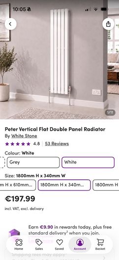 Vertical double radiator brand new (paint damaged in transport)