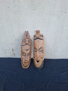 Duo african wood mask postage possible