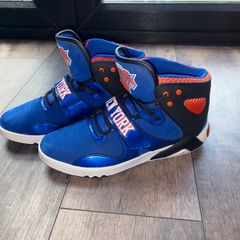 UK 9 Blue / Orange Adidas Originals New York Knicks High-Top NBA Trainers