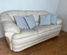 FREE Cream Leather Sofa Set 2 Singles + 1 triple Collection Only