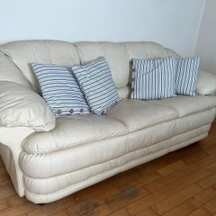 FREE Cream Leather Sofa Set 2 Singles + 1 triple Collection Only