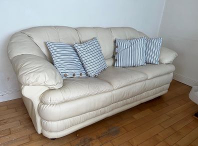 FREE Cream Leather Sofa Set 2 Singles + 1 triple Collection Only