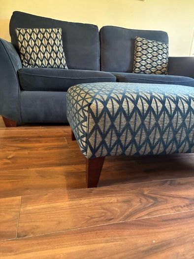 Navy 2 & 3 Seater Sofa & Ottoman