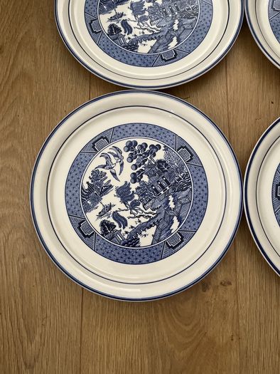 Vintage Arklow Pottery Willow Pattern 6 Dinner Plates as New