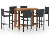 7 Piece Garden Bar Set Black