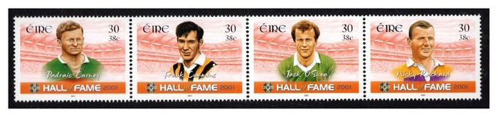 2001 Ireland GAA Hall of Fame (Padraic Carney, Frank Cummins, Jack O'Shea & Nicky Rackard) Commemorative Stamp Mint Never Hinged (MNH)