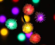 Outdoor Solar Lights 50 LED Dandelion Ball String Fairy Light Solar Power Waterproof Lights Outside Garden Camping Patio Party Christmas (Multi-Colored)