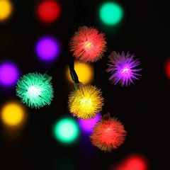 Outdoor Solar Lights 50 LED Dandelion Ball String Fairy Light Solar Power Waterproof Lights Outside Garden Camping Patio Party Christmas (Multi-Colored)
