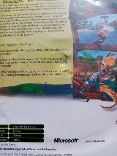 Kao The Kangaroo Round 2 Xbox Original Pal version games Original