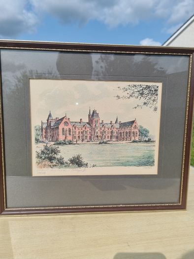 Vintage coloured etching - Belfast University College