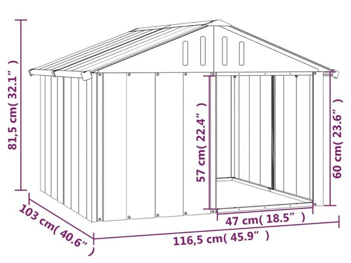 Dog House Anthracite 116.5x103x81.5 cm Galvanised Steel (FREE POSTAGE)