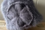 Seeberger womens Gray animal hair blend fuzzy bucket hat with a flower decoration new
