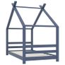 Kids Bed Frame Grey Solid Pine Wood 80x160 cm Image 2
