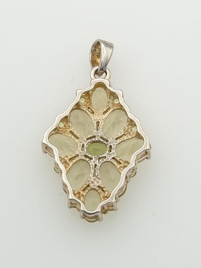 Vintage 925 Sterling Silver Citrine & Peridot Pendant