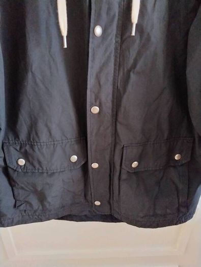 GAP ladies jacket coat with hood and zip and clip button closure in very good condition with no issues see last three photos for exact measurements size large FREE STANDARD POSTAGE INCLUDED
