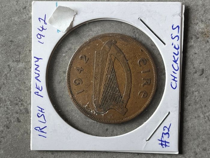 1942 'chickless' Irish Penny - RARE