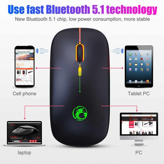 I-Mice 2-mode Rechargeable Wireless Bluetooth Ultra Slim Backlit Mouse.
