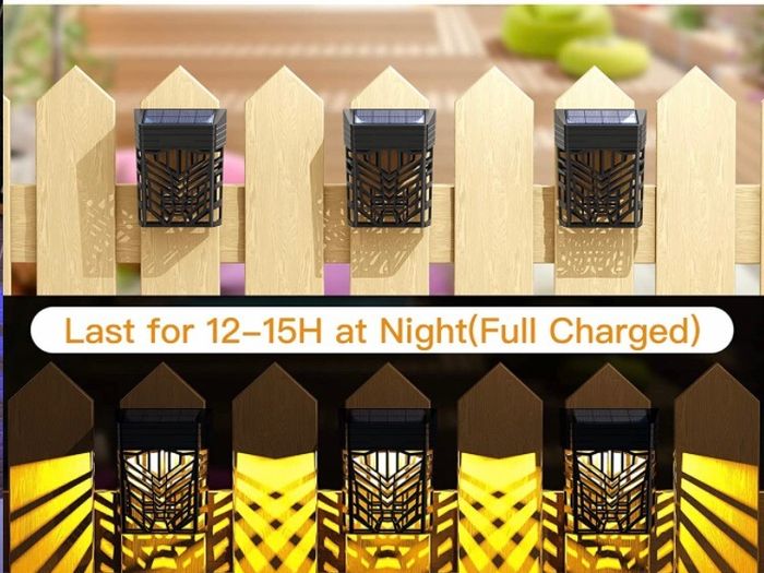 Solar Fence Lights, 6 Pack Garden Solar Fence Lights with Warm White and Multi-Colour Changing Modes
