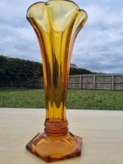 Art deco bohemia glass amber vase