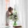 Linen Look Voile Curtains White, Semi Transparent Eyelet Sheer Curtains, Voile Curtains for Living Room, 229x140cm Height x Width 2 Panels Image 3