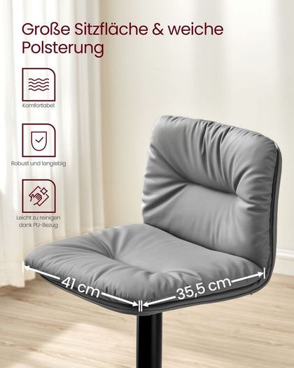 Bar Stool Set of 2 360 Swivel Black