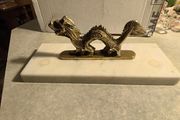 Vintage Brass Dragon on plinth of marble