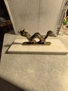 Vintage Brass Dragon on plinth of marble