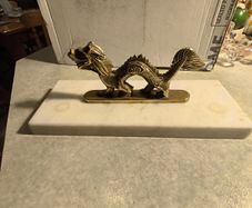 Vintage Brass Dragon on plinth of marble