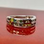 Silver ring white Diamonds and Multi gemstones Image 3
